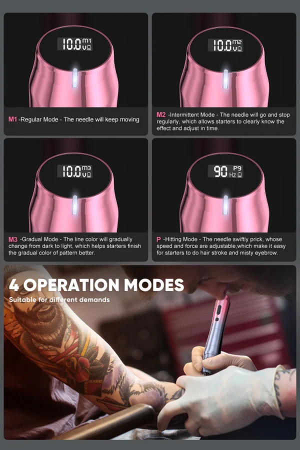 TP010 Eyebrow Lip Microblading PMU Pen Silver Black Wireless Permanent Makeup Rotary Tattoo Machine