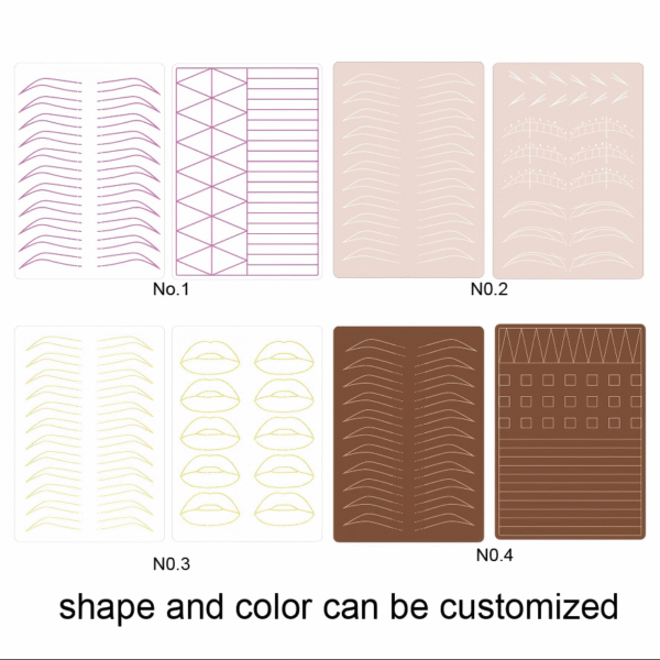 3PCS Practice Latex Eyebrows Tattoo Sheet Ombré Powder Permanent Makeup Double-Sided Pmu Practice Skin Pad for Eyebrows