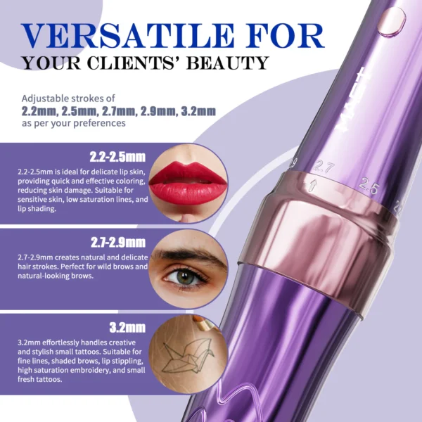 MAST P60 Wireless Pmu Tattoo Pen Machine 2.2mm-3.2mm Adjustable Stroke Length Permanent Makeup Machine Cordless Mast P60 Dragonhawk Tattoo