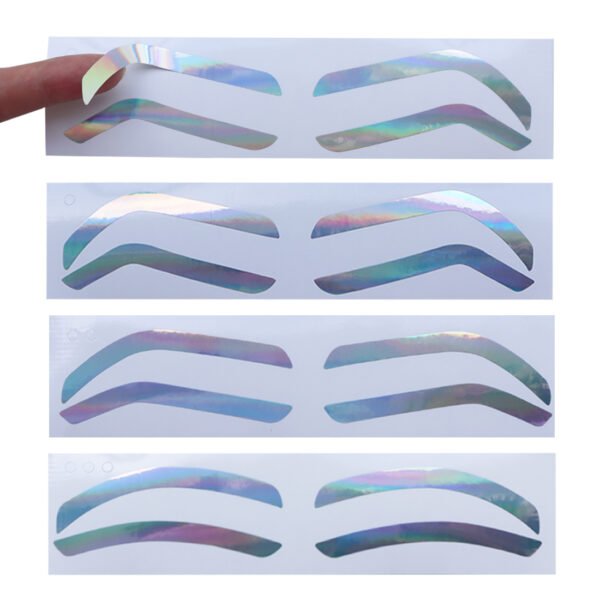 10Bags Hologram Airbrush Eyebrow Stickers Stencils Shape Tape Disposable Tattoo Auxiliary Stickers Airbrush Brow Border Shaping Mapping Guide Tape Air Brush Templates for Tinting Makeup