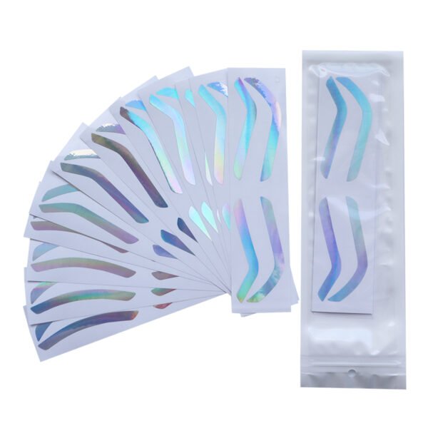 10Bags Hologram Airbrush Eyebrow Stickers Stencils Shape Tape Disposable Tattoo Auxiliary Stickers Airbrush Brow Border Shaping Mapping Guide Tape Air Brush Templates for Tinting Makeup