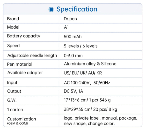 A1-W Microneedling Machine Derma Microneedle Pen Dr Pen