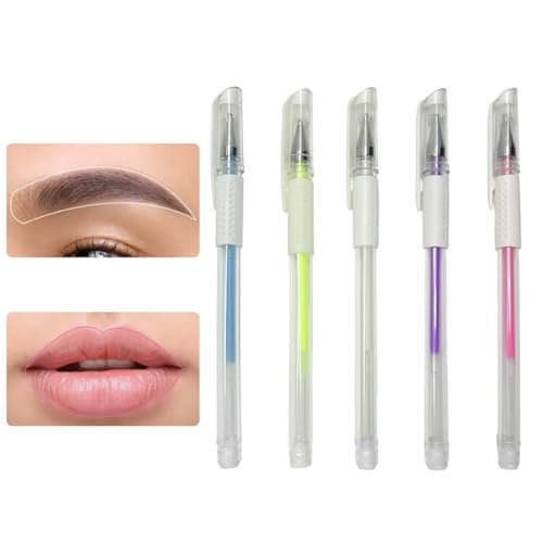 5Pcs Pmu Eyebrow Microblading Marker Pen Colorful Skin Position White Pink Mapping Mark Pen Beauty Spmu Brow Lip Mark Tools