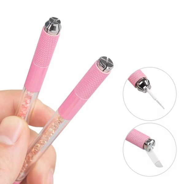 10Pcs Pink Dual Ended Premium Crystal Eyebrow Microblading Pen Hand Tool