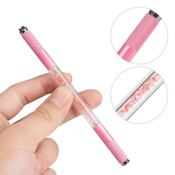 10Pcs Pink Dual Ended Premium Crystal Eyebrow Microblading Pen Hand Tool