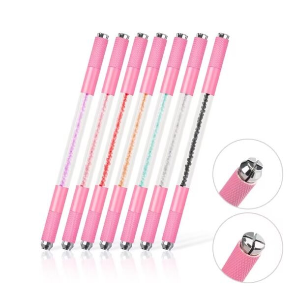 10Pcs Pink Dual Ended Premium Crystal Eyebrow Microblading Pen Hand Tool