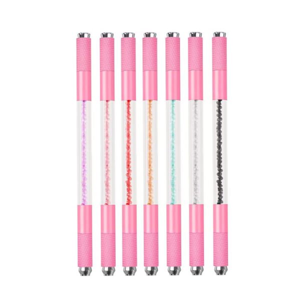 10Pcs Pink Dual Ended Premium Crystal Eyebrow Microblading Pen Hand Tool
