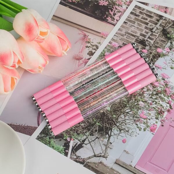 10Pcs Pink Dual Ended Premium Crystal Eyebrow Microblading Pen Hand Tool