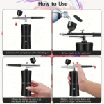 Airbrush Brow Tinting Spray Gun Eyebrow Brows Portable Cordless Nail Makeup Airbrush Machine Kit with Compressor