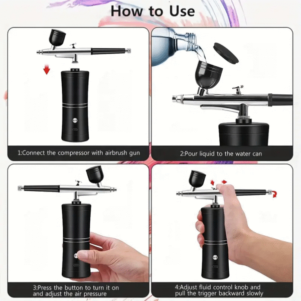 Airbrush Brow Tinting Spray Gun Eyebrow Brows Portable Cordless Nail Makeup Airbrush Machine Kit with Compressor