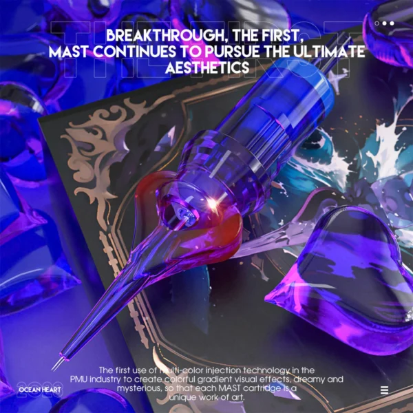 Mast Heart Tattoo Needles Cartridges 20Pcs Disposable 1001RLT Round Liner Long Tips for Precision & Style