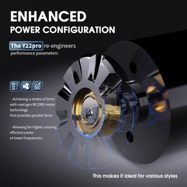 Mast Y22 Pro Pmu Tattoo Machine Gun , Wireless Tattoo Pen, 3.0mm Stroke, 2 Modes Working,1300mAh Battery Torque Motor