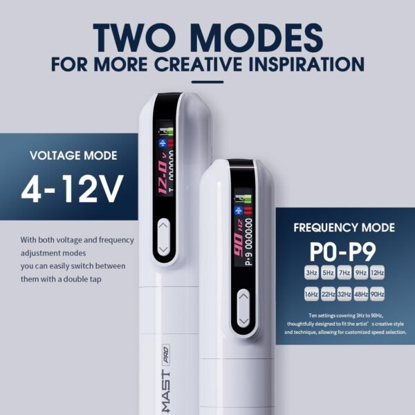 Mast Y22 Pro Pmu Tattoo Machine Gun , Wireless Tattoo Pen, 3.0mm Stroke, 2 Modes Working,1300mAh Battery Torque Motor