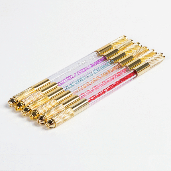 10Pcs Gold Dual Ended Premium Crystal Eyebrow Microblading Pen Hand Tool