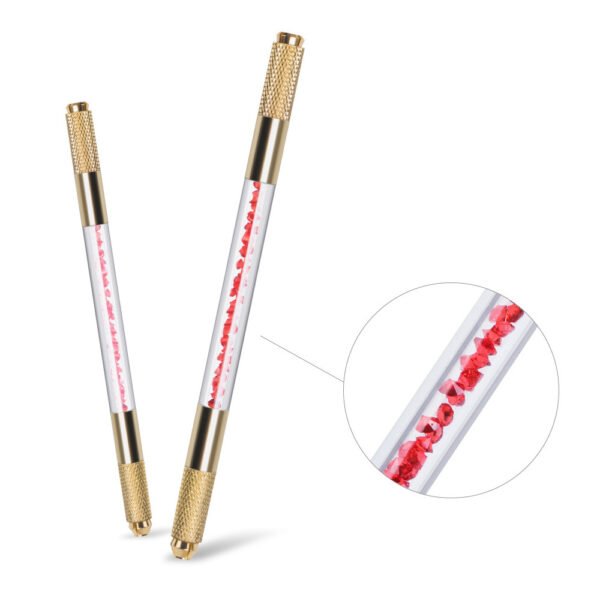 10Pcs Gold Dual Ended Premium Crystal Eyebrow Microblading Pen Hand Tool