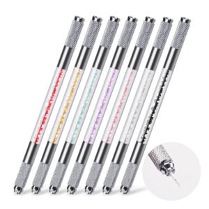 10Pcs Silver Dual Ended Premium Crystal Eyebrow Microblading Pen Hand Tool