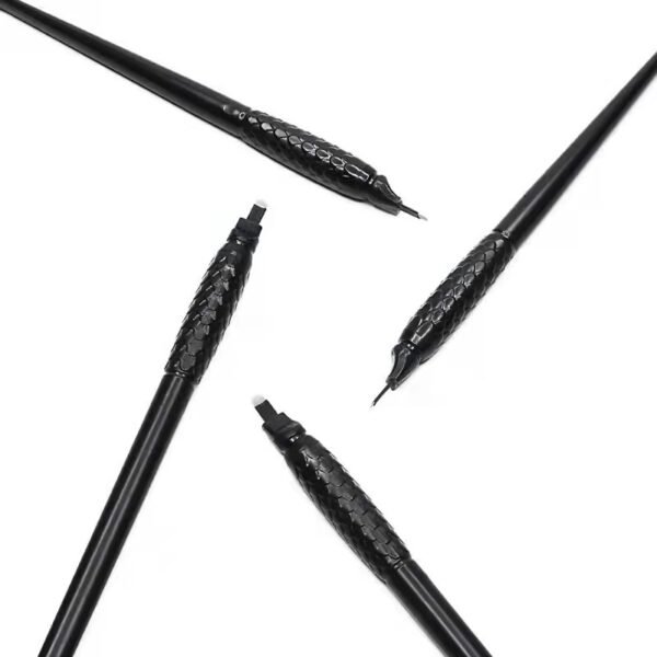 10pcs Black Permanent Makeup Disposable Eyebrow Microblading Pen with Ring Cup