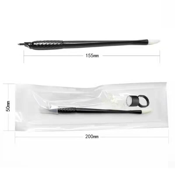 10pcs Black Permanent Makeup Disposable Eyebrow Microblading Pen with Ring Cup