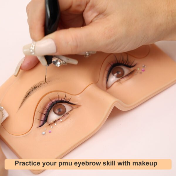 5Pcs 3d Realist Makeup Face With Replaceable Pmu Microblading Eyebrow Practice Pad